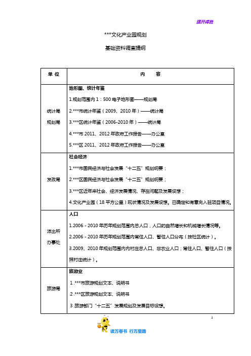 【农业观光园】规划调研资料清单-同济