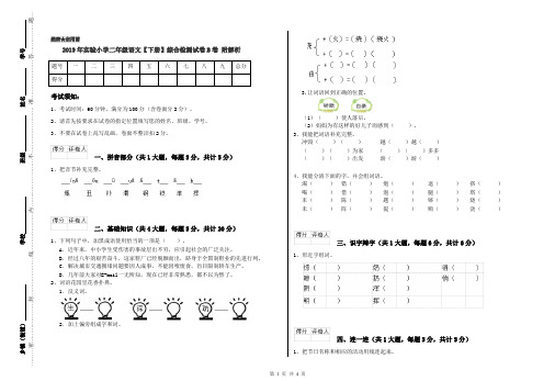 2019年实验小学二年级语文【下册】综合检测试卷B卷 附解析