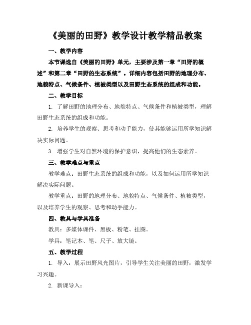 《美丽的田野》教学设计教学精品教案