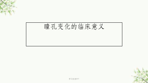 瞳孔变化的临床意义课件