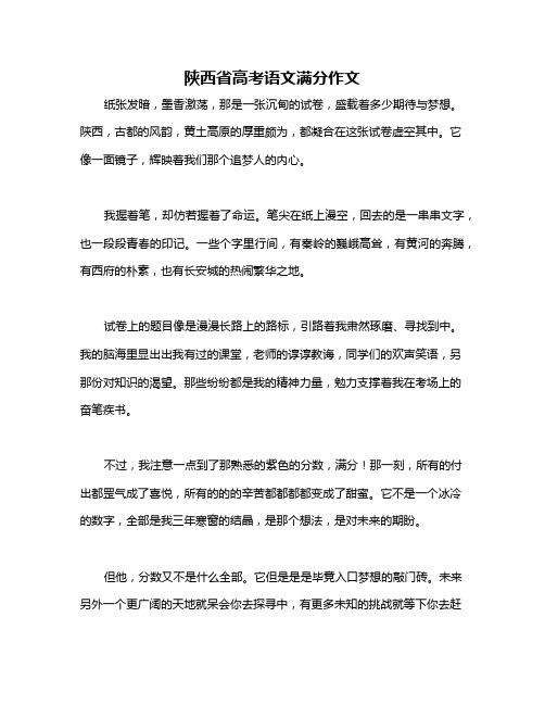 陕西省高考语文满分作文