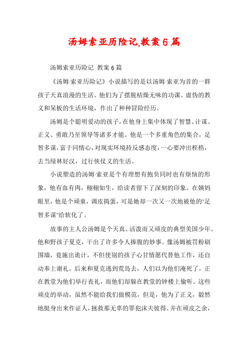 汤姆索亚历险记,教案6篇