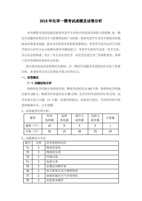 化学一模考试成绩及试卷分析.doc