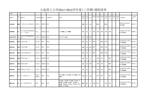 2011-2012-3夏委小学期课程清单