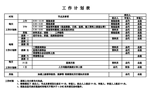 监理工 作 计 划 表