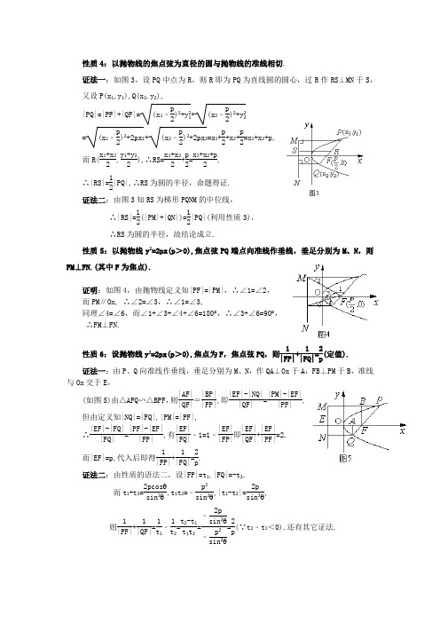 抛物线焦点弦的5条性质