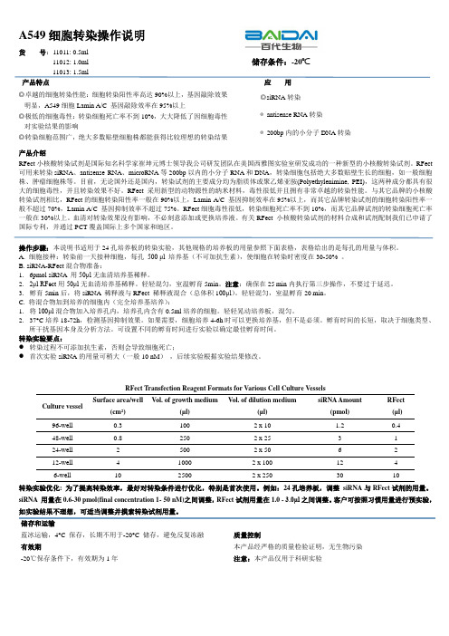 A549细胞转染操作说明