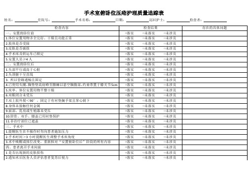 手术室俯卧位压疮护理质量追踪表