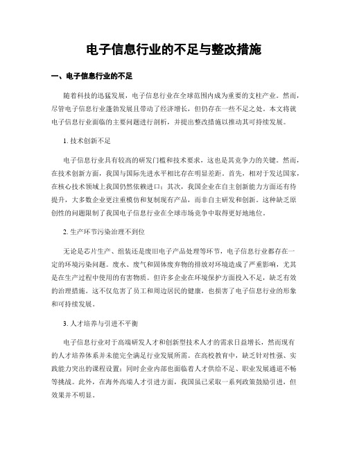 电子信息行业的不足与整改措施