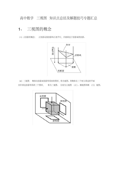 高中数学三视图知识点总结及解题技巧专题汇总