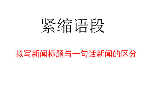 高考语文复习：压缩语段之(新闻标题、导语、一句话新闻、评论)+课件