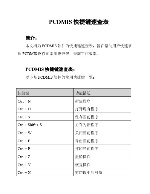 PCDMIS快捷键速查表