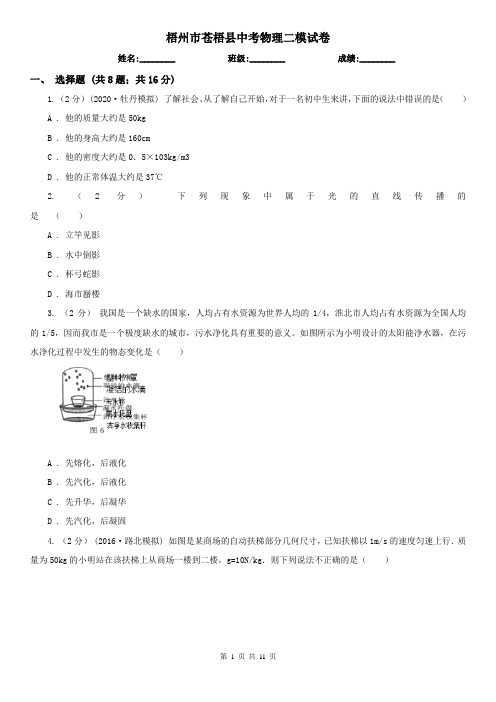 梧州市苍梧县中考物理二模试卷