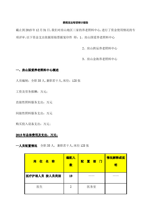 房山区养老院资金支出专项审计报告