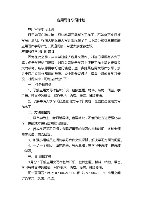 应用写作学习计划