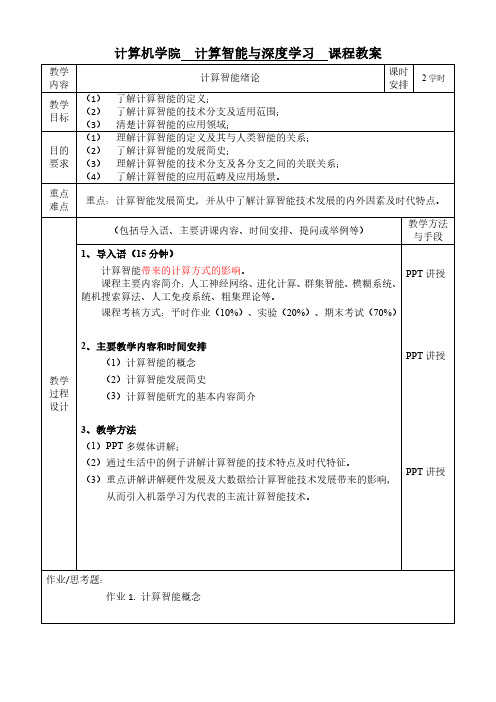 计算智能与深度学习 课程教案