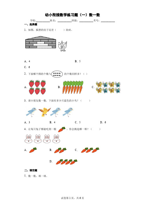 幼小衔接数学练习题(一)数一数-附答案