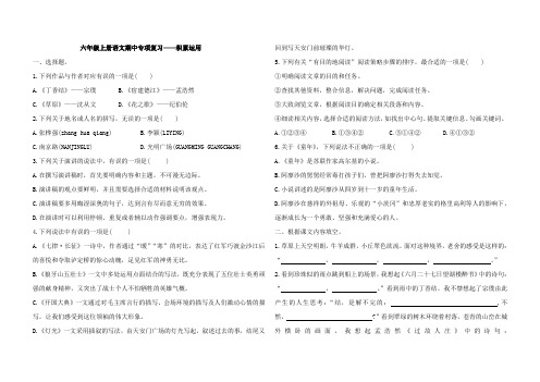 六年级上册语文期中专项复习——积累运用(含答案)