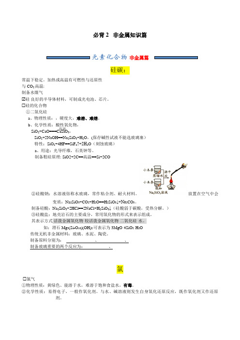 必背2  非金属知识篇-2021年高考化学元素化合物知识考前必背