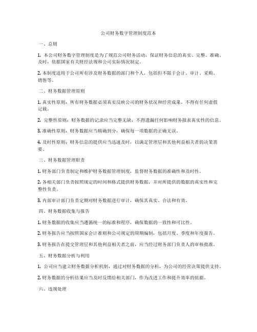 公司财务数字管理制度范本