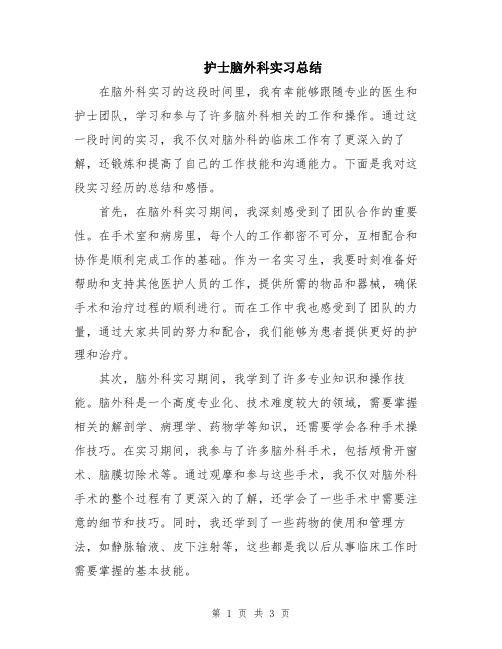 护士脑外科实习总结