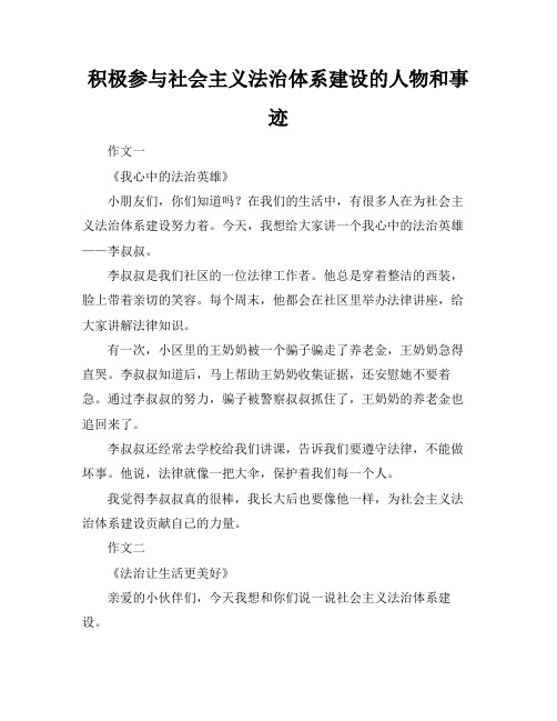 积极参与社会主义法治体系建设的人物和事迹