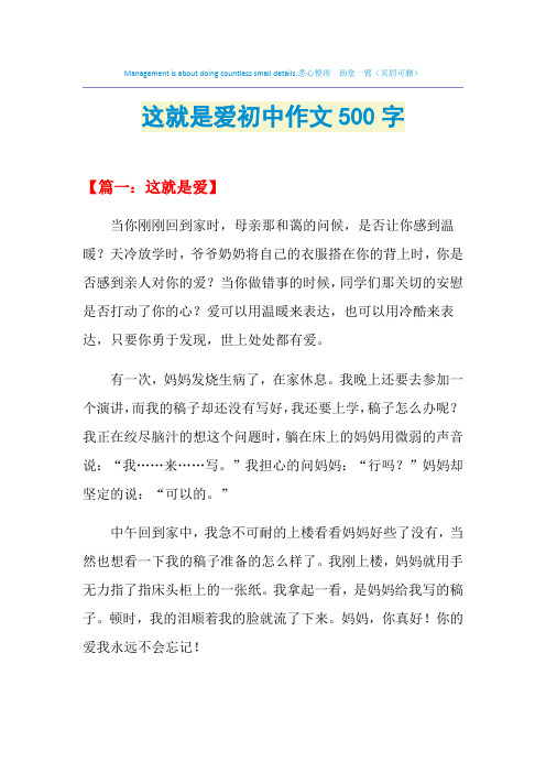 这就是爱初中作文500字