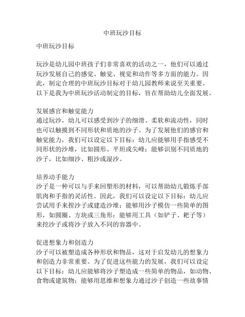 中班玩沙目标