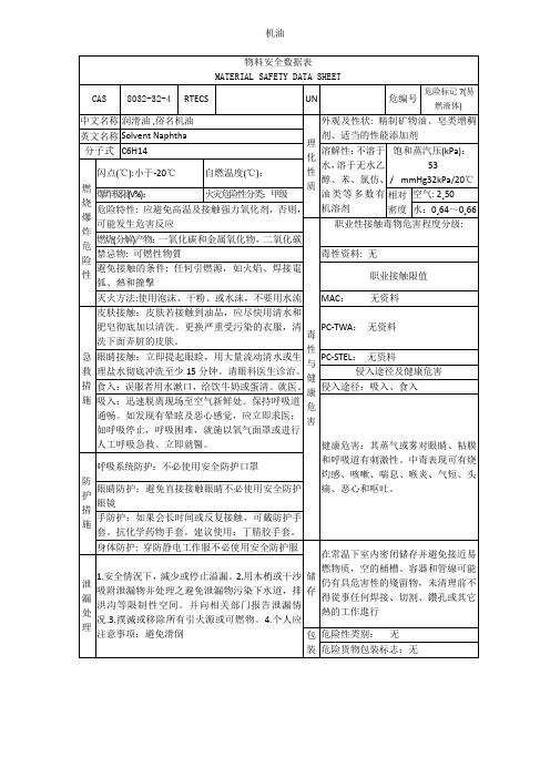 机油MSDS文件