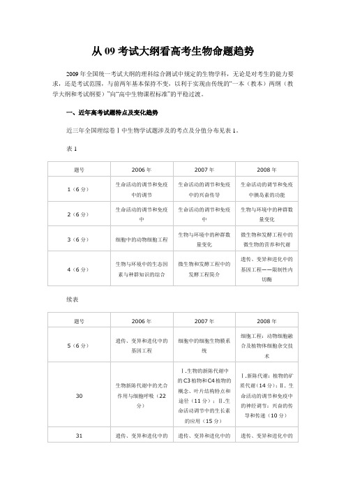 从09考试大纲看高考生物命题趋势