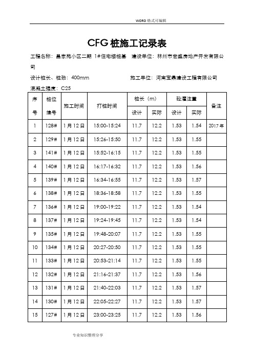 CFG桩基施工记录文本