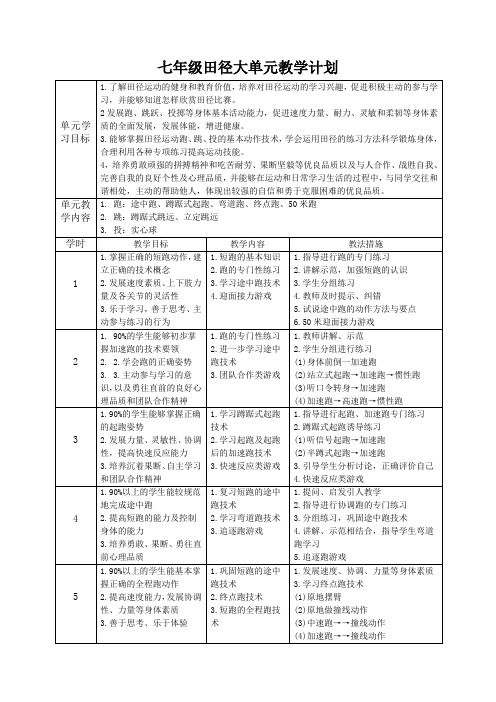 体育-初中田径双手头上前掷实心球教学设计、教案及单元计划表