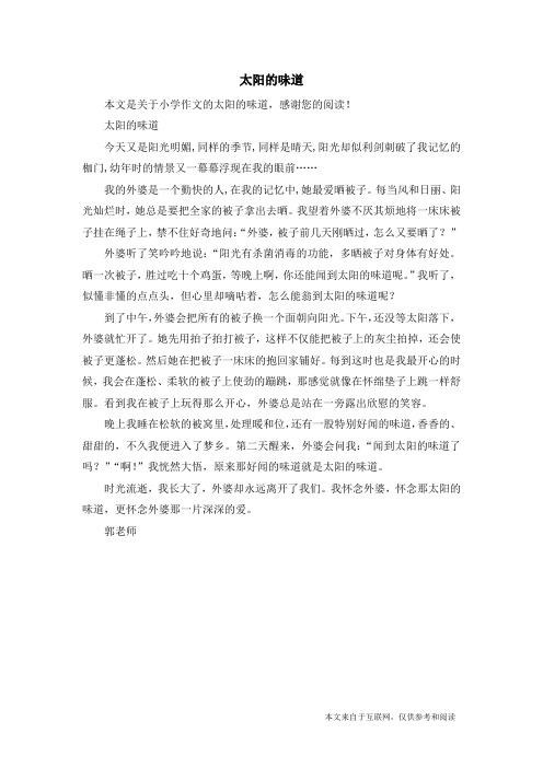 太阳的味道_小学作文
