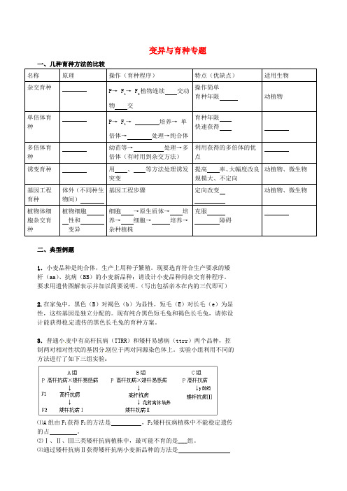 北京市高考生物一轮复习 例题讲解 专题 变异与育种学案(无答案)