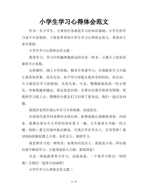 小学生学习心得体会范文