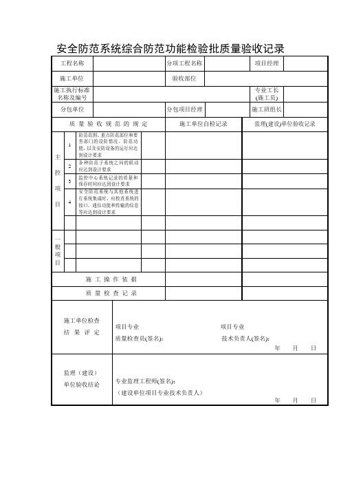 安全防范系统综合防范功能检验批质量验收记录