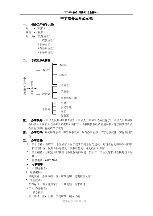 中学校务公开公示栏