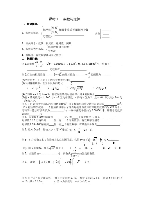 苏教版中考复习第一课实数与运算