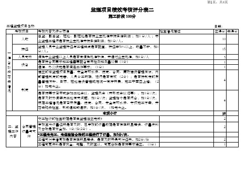 考核评分表——施工阶段