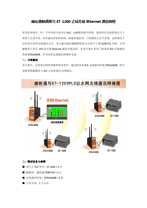 威纶通触摸屏与S7-1200之间无线Ethernet通信例程