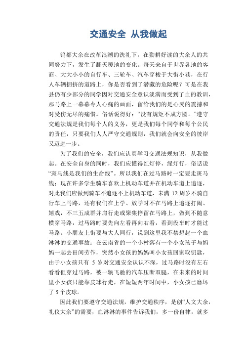 高二议论文习作：交通安全 从我做起