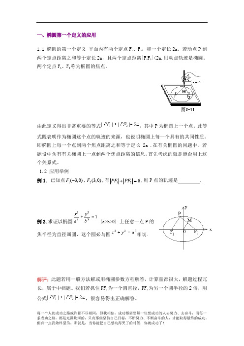 高中数学椭圆定义及应用