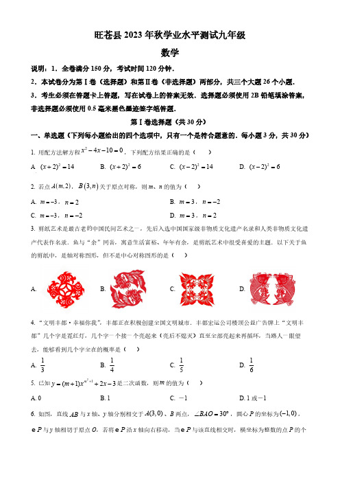 2024年四川省广元市旺苍县中考一模数学试题(原卷版)