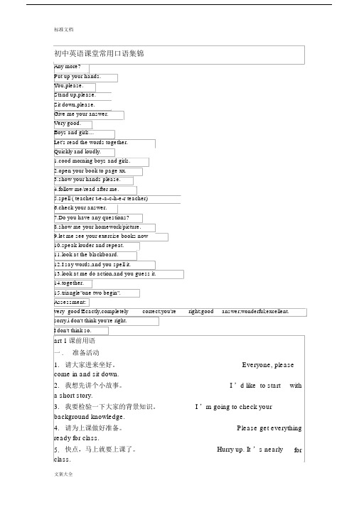 初中的英语课堂常用的口语集锦.doc