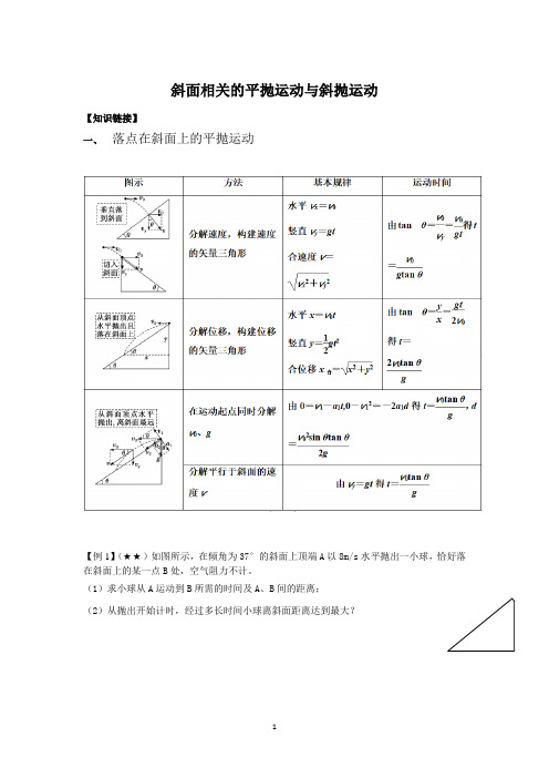 高一下学期物理人教版必修2第五章第五讲斜面相关的平抛运动与斜抛运动  word版无答案