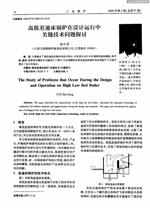 高低差速床锅炉在设计运行中关键技术问题探讨