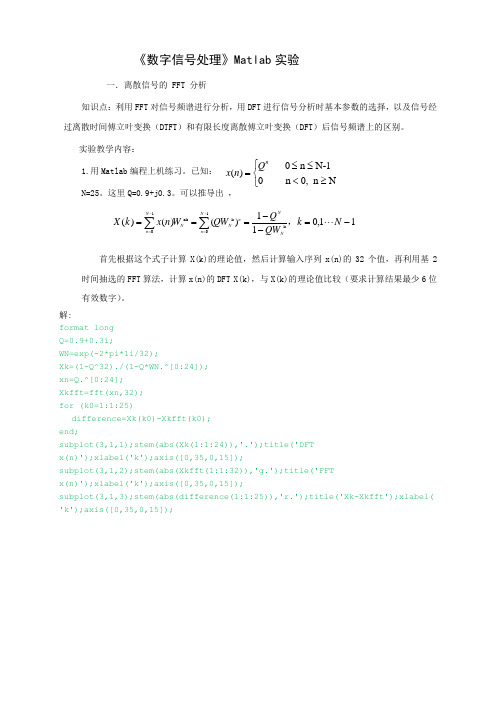 北邮数字信号处理Matlab仿真实验