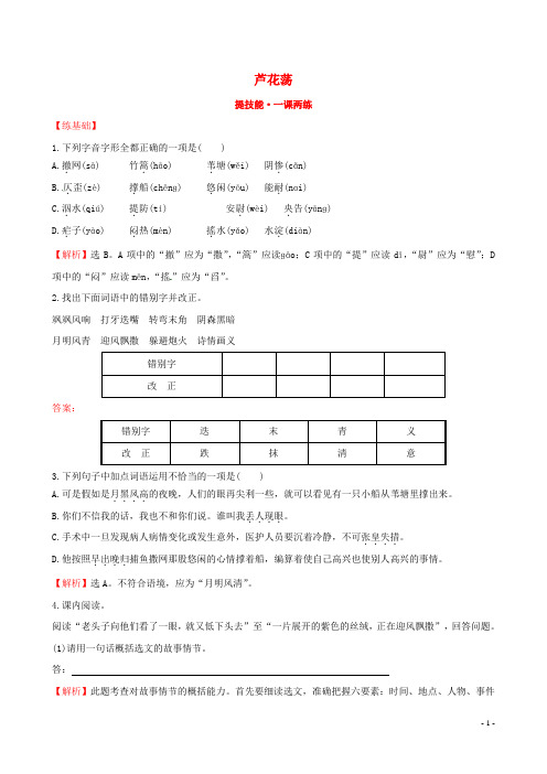 八年级语文上册 1.2 芦花荡提技能+一课两练 (新版)新人教版