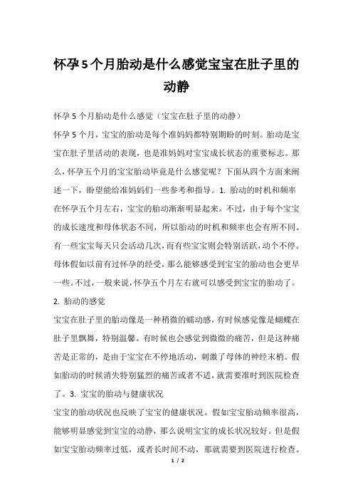 怀孕5个月胎动是什么感觉宝宝在肚子里的动静