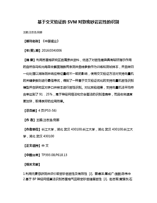 基于交叉验证的 SVM对致密砂岩岩性的识别